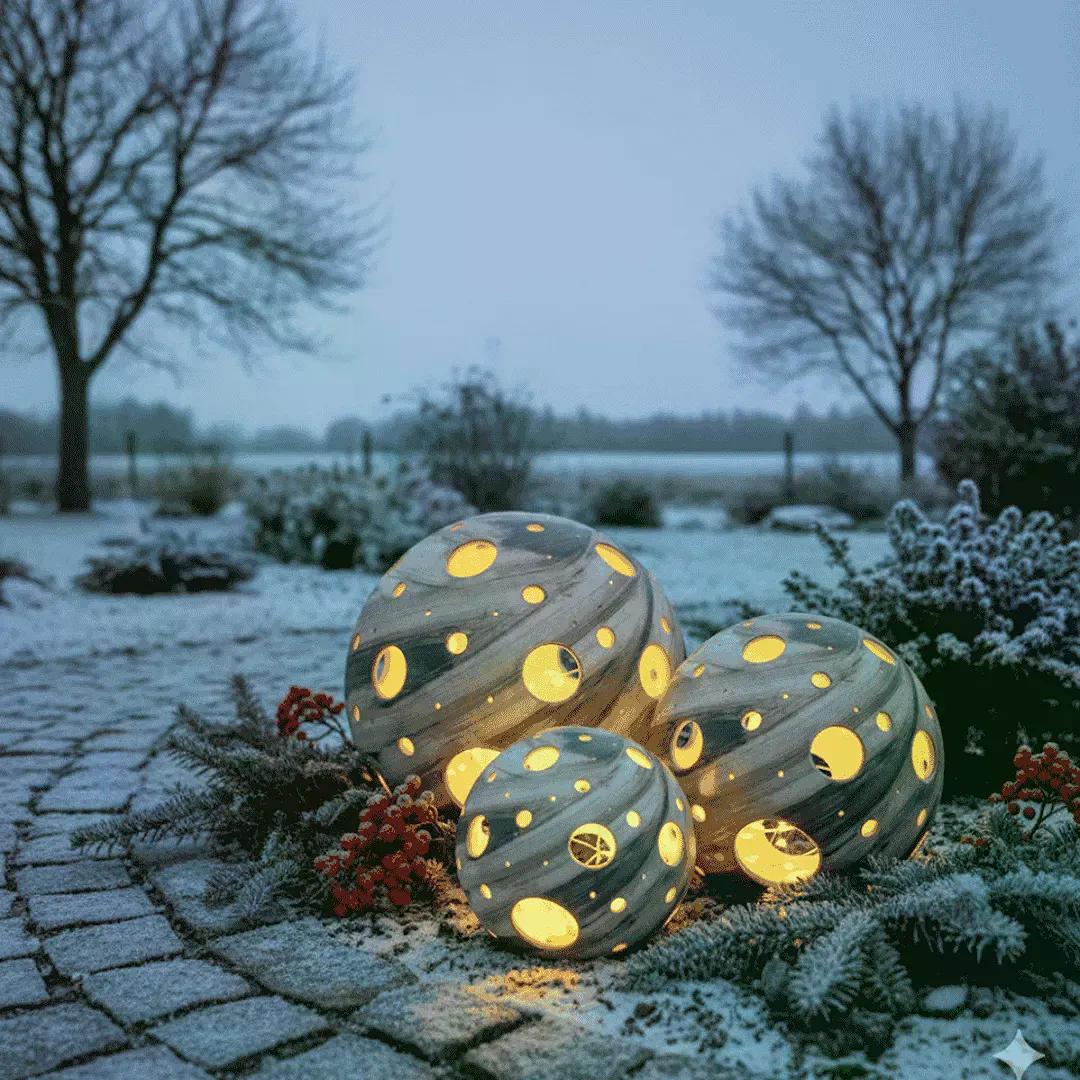 keramická koule v zimě